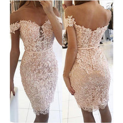 Off-the-Shoulder Short Lace Prom Dresses Mermaid - MyChicDress