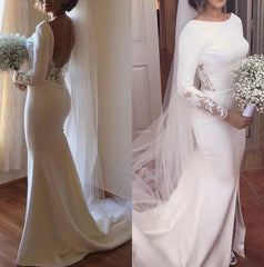 Ivory Jewel Satin Boho Wedding Dress Mermaid Lace Bridal Wears