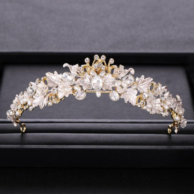 Pearl Crystals Crown Bridal Hair Accessories Wedding Tiara MyChicDress