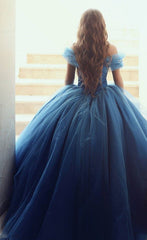 Princess 2025 Royal Blue Quinceanera Dresses Ball Gown Tulle Sweet 16 Dresses MyChicDress