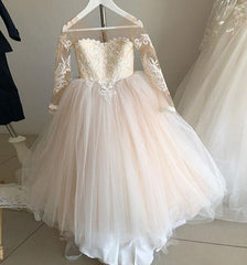 Princess Long Sleeves Lace Flower Girl Dresses with Bowknot MyChicDress