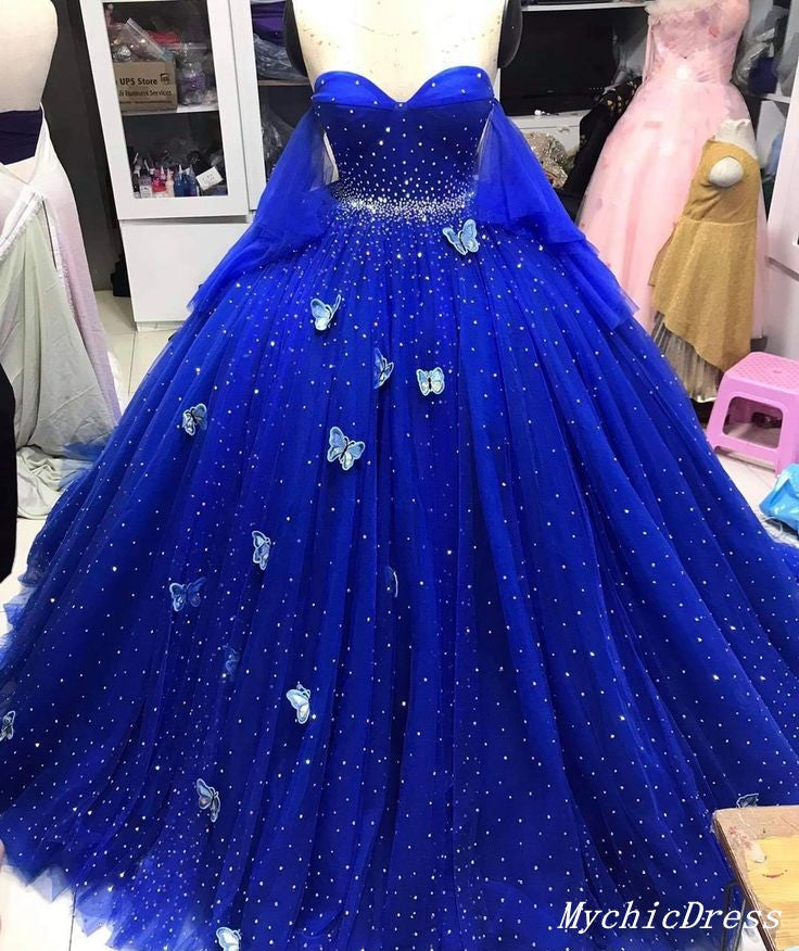 Princess Royal Blue Quinceanera Dresses 2025 Sweetheart Beaded Sweet 16 Dress MyChicDress