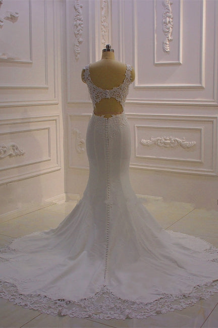 Real Long Vintage Lace Wedding Dresses Mermaid Sleeveless Bridal Gowns MyChicDress