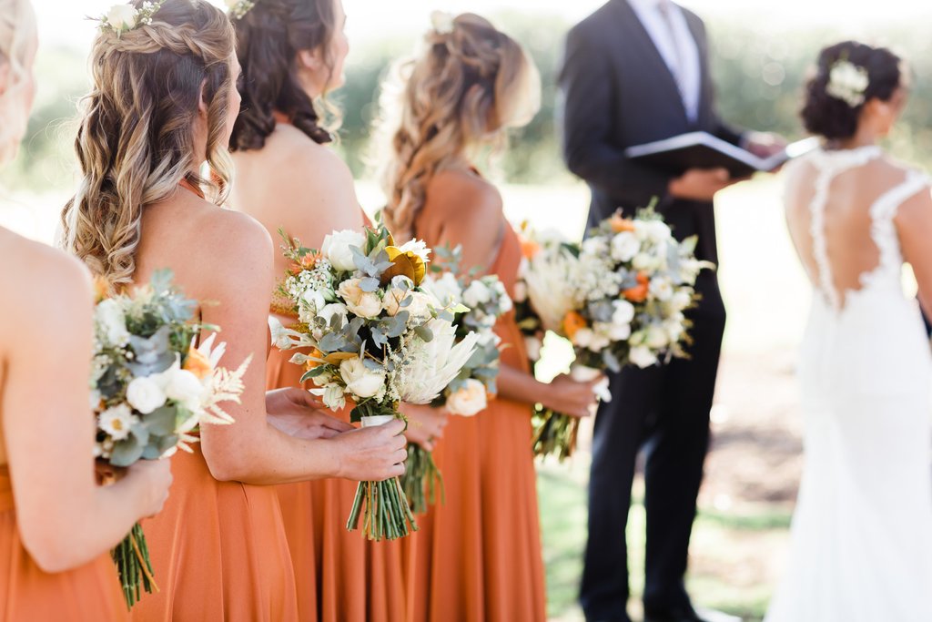 Sexy A-Line Burnt Orange Bridesmaid Dresses Long Halter Backless MyChicDress