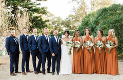 Sexy A-Line Burnt Orange Bridesmaid Dresses Long Halter Backless MyChicDress