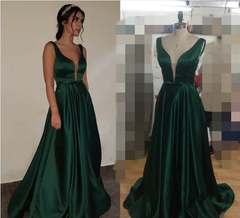 Sexy A Line Green Prom Dresses Sleeveless Evening Gowns - MyChicDress