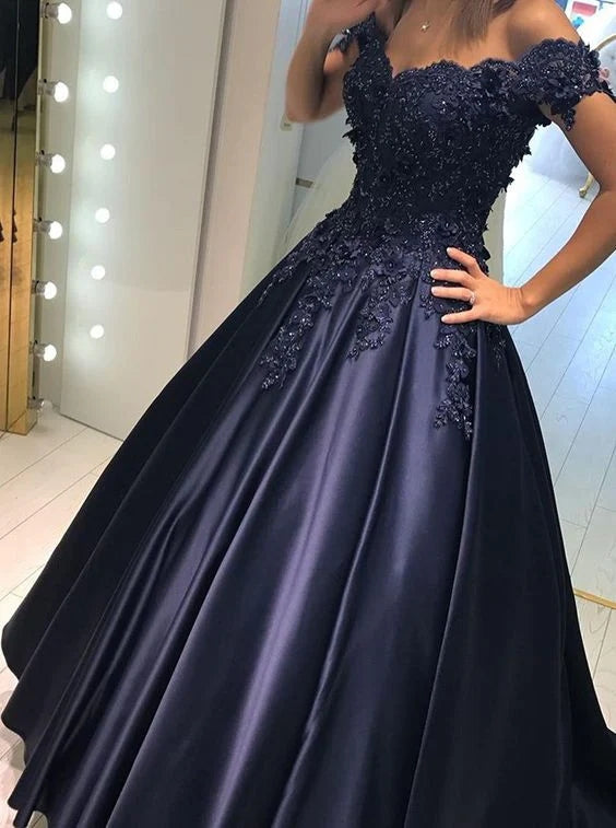 Sexy Black Lace Prom Dresses Off the Shoulder Evening Dress MyChicDress