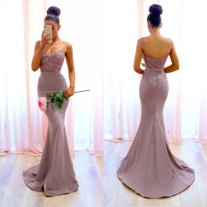 Sexy Long Mermaid Lace Bridesmaid Dresses Spaghetti-Straps - MyChicDress