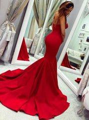 Sexy Long Mermaid Red Prom Dresses Sleeveless Evening Gown MyChicDress