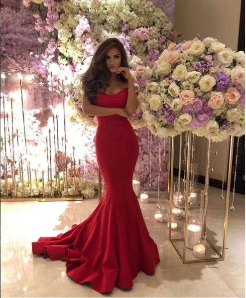 Sexy Long Mermaid Red Prom Dresses Sleeveless Evening Gown MyChicDress