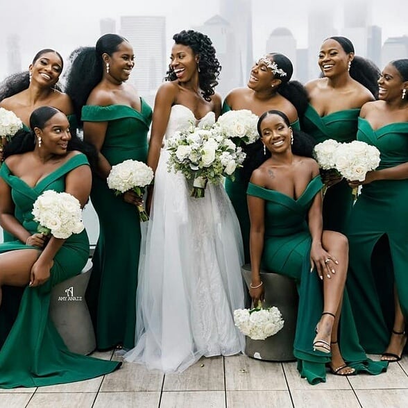 Sexy Mermaid Off the Shoulder Satin Green Bridesmaid Dresses - MyChicDress