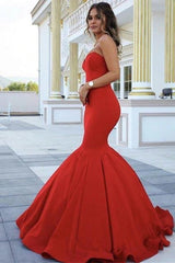 Sexy Red Prom Dresses Long Sleeveless Sweetheart Mermaid Dress MyChicDress