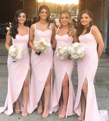 Sexy Spaghetti Straps Pink Bridesmaid Dresses MyChicDress