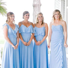 Sexy Spaghetti-Straps Sky Blue Convertible Bridesmaid Dresses - MyChicDress