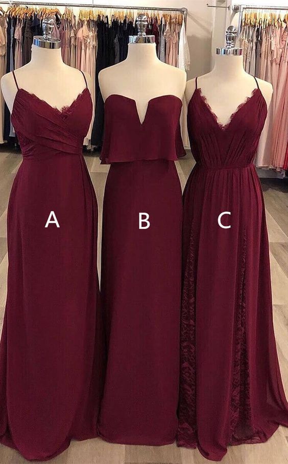 Sheath Chiffon Burgundy Bridesmaid Dresses Sleeveless MyChicDress