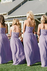 Sheath Lavender Chiffon Bridesmaid Dresses Sweetheart Backless With Ruched MyChicDress