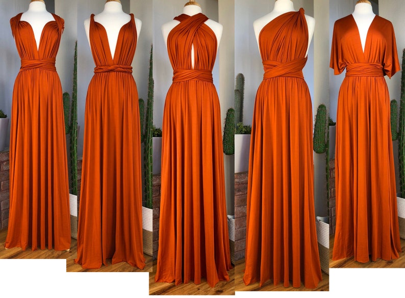 Sheath Sleeveless Orange Infinity Bridesmaid Dresses Multiway Dress MyChicDress