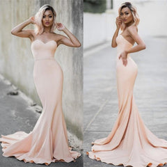 Simple Chiffon Bridesmaid Dresses Mermaid Sweetheart Neck Prom Dresses - MyChicDress