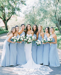 Simple Chiffon Halter Dusty Blue Bridesmaid Dresses under 100 MyChicDress