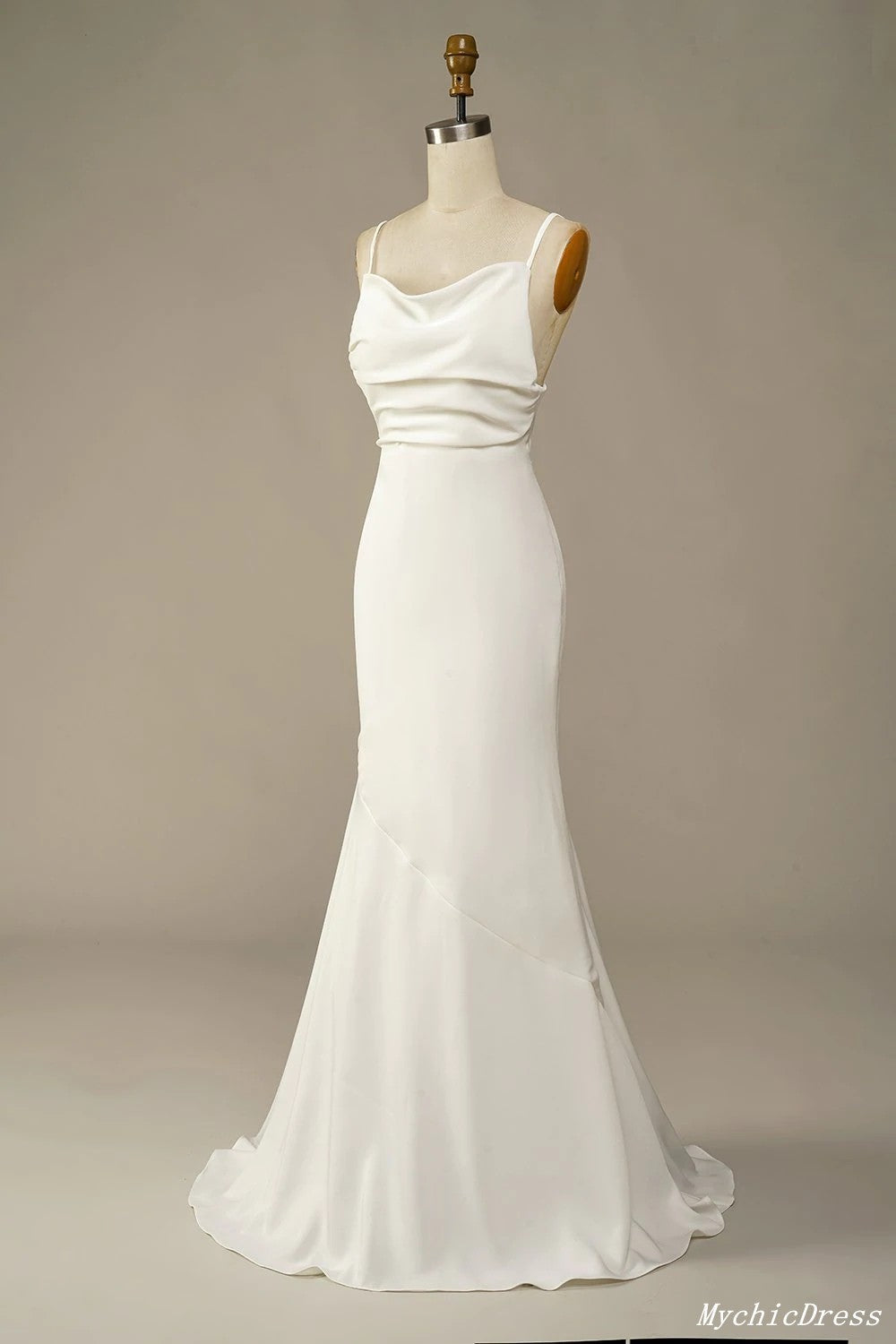 Simple Long Soft Satin Ivory Beach Wedding Dresses Summer Wedding Gown UK MyChicDress