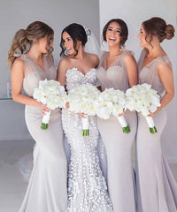 Simple Long Mermaid Tulle Bridesmaid Dresses