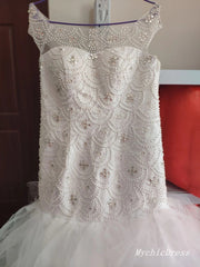 Sparkly Beaded Crystals Africa Wedding Dresses Mermaid with Ruffles MyChicDress