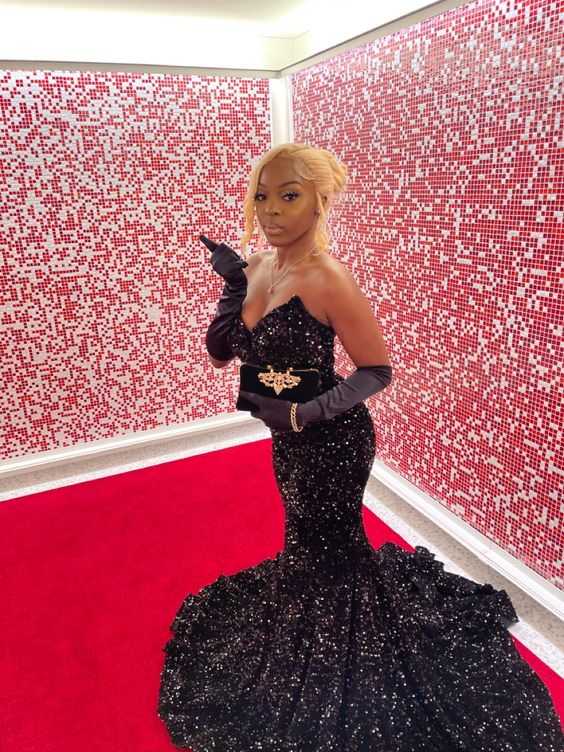 Sparkly Sequin Black Prom Dresses Long Evening Formal Dress Mermaid MyChicDress