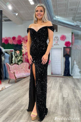 Sparkly Sequin Black Prom Dresses 2024 Mermaid Long Evening Dress MyChicDress