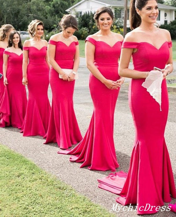 UK Red Bridesmaid Dresses 2025 Long Mermaid Boho Wedding Guest Dresses MyChicDress