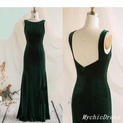 Winter Emerald Green Velvet Bridesmaid Dresses Canada V Neck Sleeveless MyChicDress