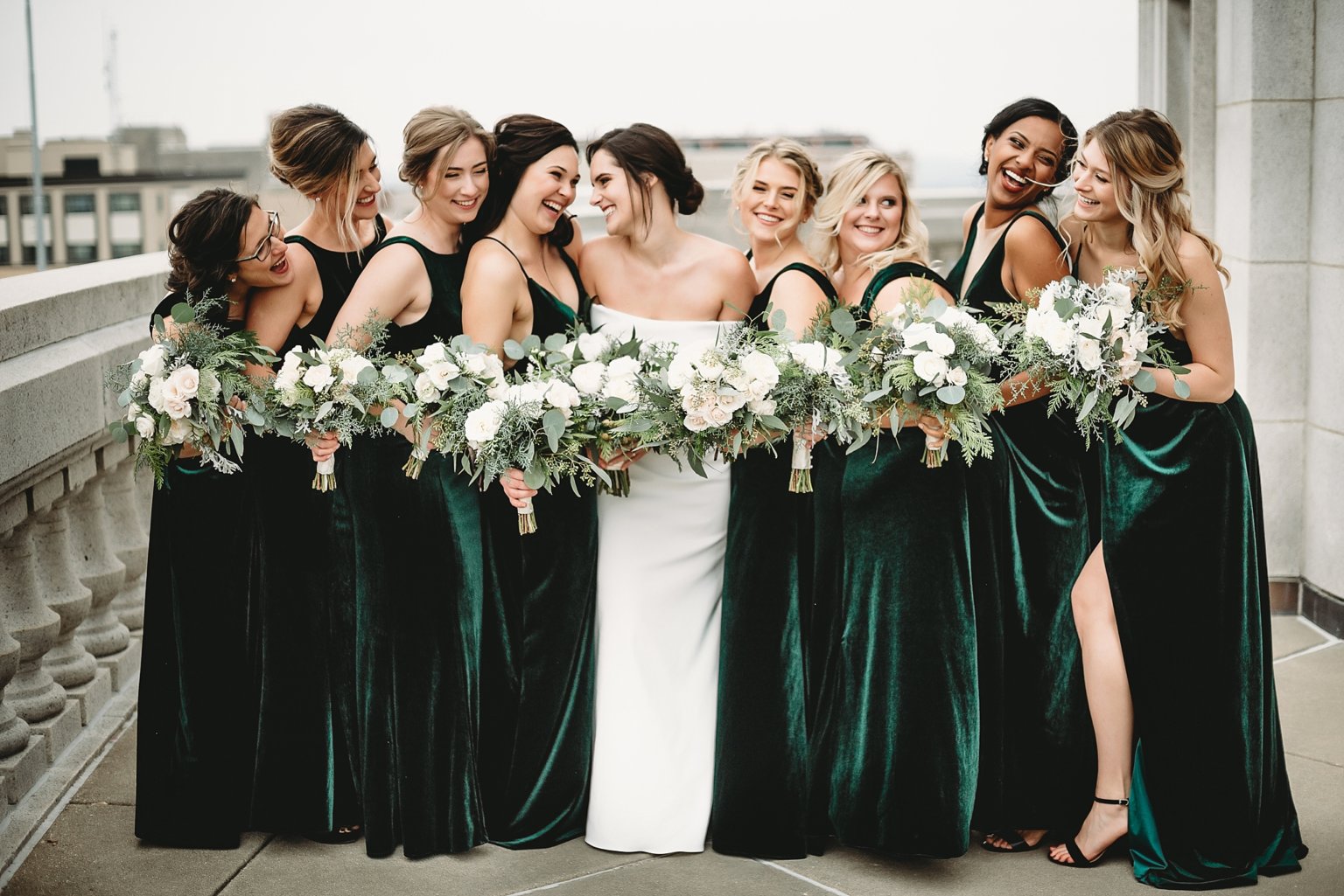 Winter Emerald Green Velvet Bridesmaid Dresses Canada V Neck Sleeveless MyChicDress