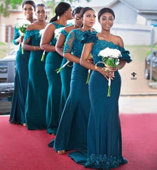 Mermaid Lace Dark Teal Bridesmaid Dress Embroidery Maid Of Honor Dress