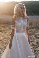 Hot Lace Boho Casual Wedding Dresses Beach Off Shoulder Bridal Wear