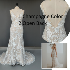 Hot Lace Beach Lace Wedding Dresses Mermaid V Neck Sleeveless