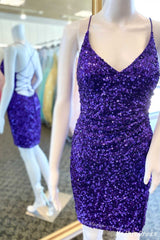 Cheap 2024 Royal Blue Short Homecoming Dresses Sequin Hoco Party Dress