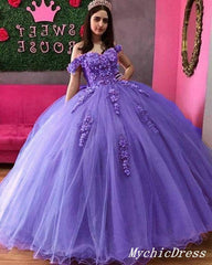 Hot Off the Shoulder 2025 Purple Quinceanera Dresses Tulle Ball Gown Sweet 16 Dress