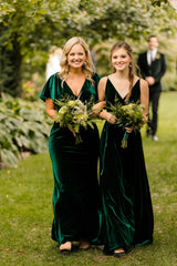 Mismatched Emerald Green Velvet Bridesmaid Dresses Cheap Wedding Guest Dress Fall