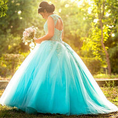 Sweet Jewel Beadings Longos Vestidos Quinceanera Azul