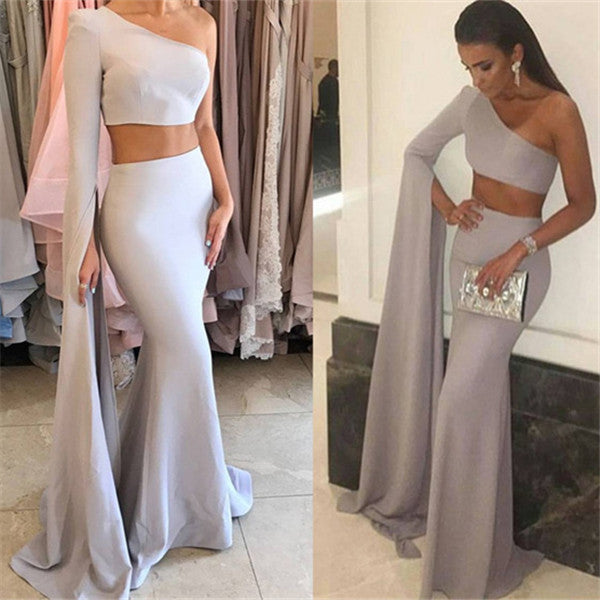 one shoulder chiffon prom dresses