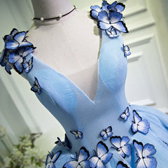 Blue Short Homecoming Dresses Flower Tulle dress for Graduation