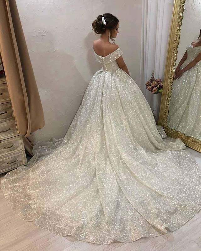 Ball Gowns sequin wedding dress Off Shoulder 