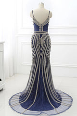 Gorgeous Mermaid Long Prom Dresses Spaghetti Straps Evening Gown