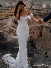 Long Beach Boho Lace Wedding Dresses Casual Mermaid Wedding Gowns