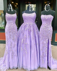 Hot Lace Violet Purple Lace Prom Dresses Sleeveless Long School Dance Dress
