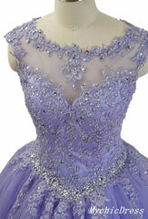 Hot Lace Tulle Quinceanera Purple Dresses Sequin Long Formal Prom Dresses