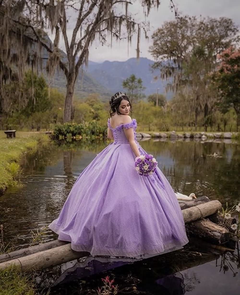 2025 lilac Quinceanera Dresses Sweet 16 Sequin 3d Floral 