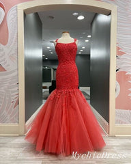 2025 Long Lace Mermaid Prom Dresses Champagne Evening Gown