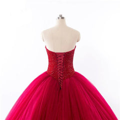 Red Quinceanera Dress Sweetheart Strapless Beads 