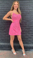 Backless Lace Short 2024 Pink Homecoming Dresses Mermaid Hoco Gowns