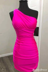 Cheap One Shoulder Tight 2024 Homecoming Dresses Short Cocktail Dress
